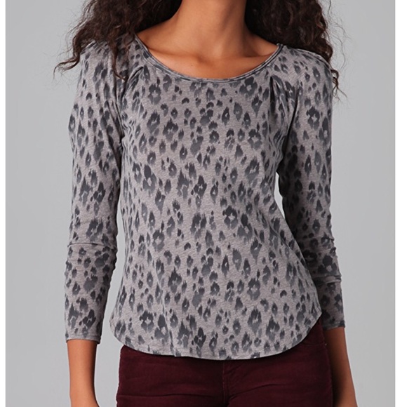Rebecca Taylor Leopard Print Long Sleeve Tee - Picture 1 of 8